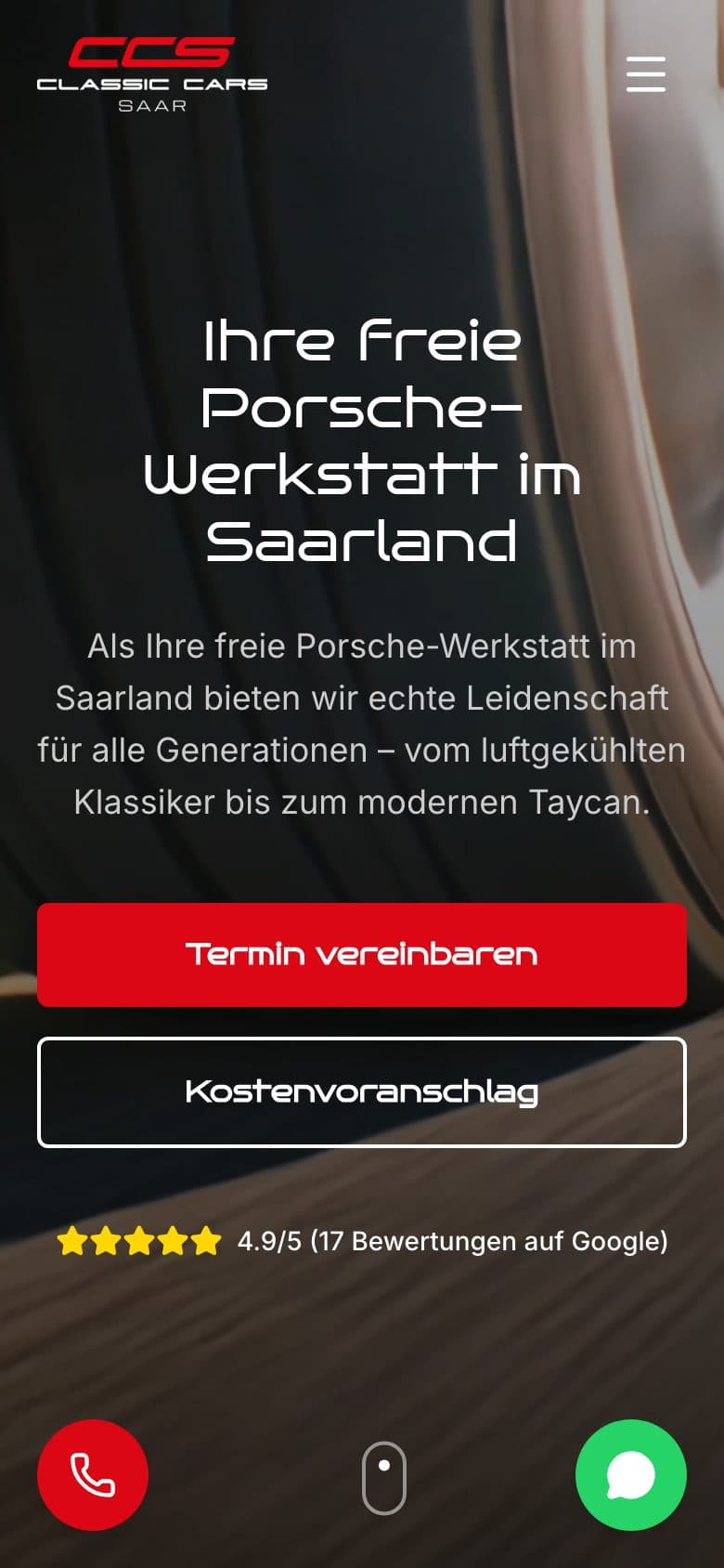 ClassicCars Saar website on a smartphone